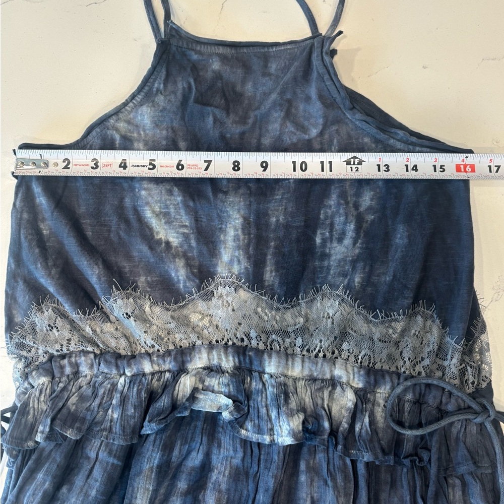 Topshop Tie-Dye Mini Dress Size 4 NWT | Boho Lace Ruffle Adjustable Straps - Picture 5 of 8